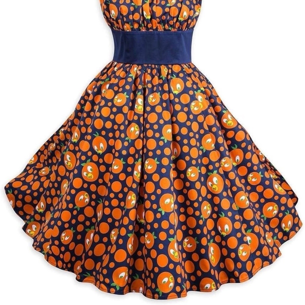 Disney Parks The Dress Shop Orange Bird Costume Dress Women's XS Navy Blue NEW! - Picture 9 of 9